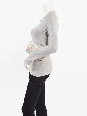 Chanel Silver/Multicolor Embroidered Satin and Sequin Clutch Bag